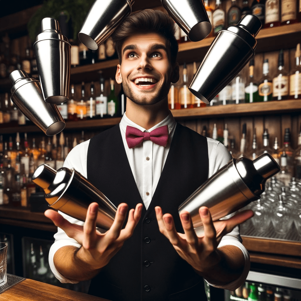 Bartender in action, demonstrating essential bartending skills